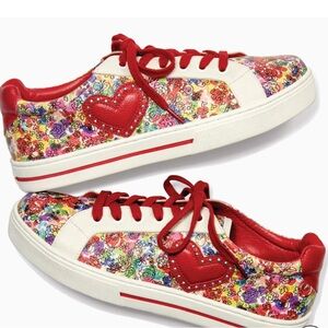Brighton Blooms Floral Women Lace up Leather Sneakers 5M Brazil